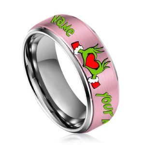 Grnch Custom Name Silver Tungsten Couples Rings2