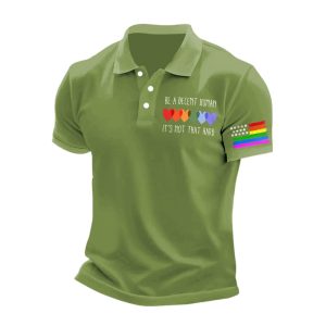 Mans Vintage Be A Decent Human Its Not That Hard Printed Polo Shirt