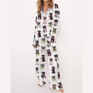 Cute Pug Silky Satin Pajama Set2