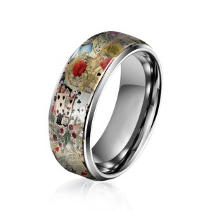 Alice in Wonderland Silver Tungsten Rings Gift For Fans2