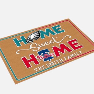 Eagles Phillies Home Sweet Home Customized Doormat2