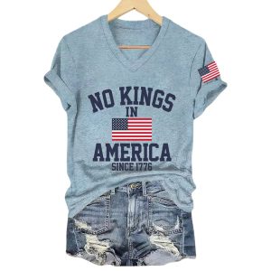 Womens No Kings In America Printed Casual T Shirt2