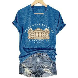Retro Truth Over Tyranny Est 1636 Cambridge Ma Print T Shirt