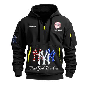 Yankees 4th Of July Custom Name Quarter Zip Hoodie1