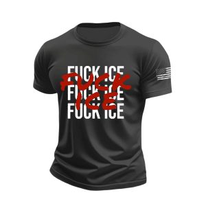 Fuck ICE Printed Casual T Shirt3