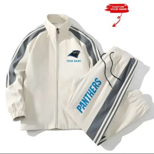 Panthers Football Unisex Style Versatile Sports Set Jacket And Pants