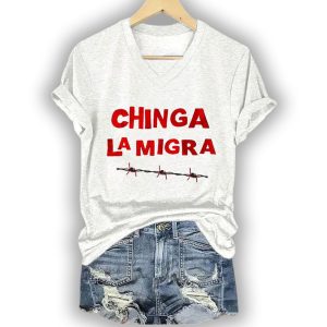 Chinga La Migra Barbed Wire Border Shirt