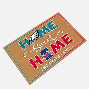 Eagles Phillies Home Sweet Home Customized Doormat1