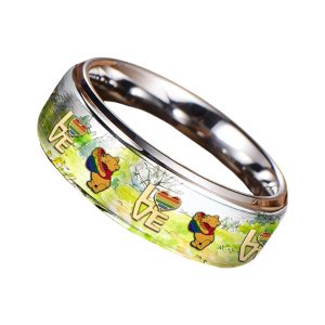 Winnie The Pooh x Pride Month Silver Tungsten Rings2