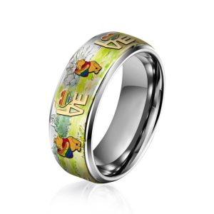 Winnie The Pooh x Pride Month Silver Tungsten Rings1