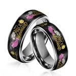 Alice in Wonderland Silver Tungsten Rings