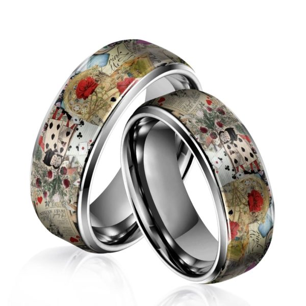 Alice in Wonderland Silver Tungsten Rings Gift For Fans