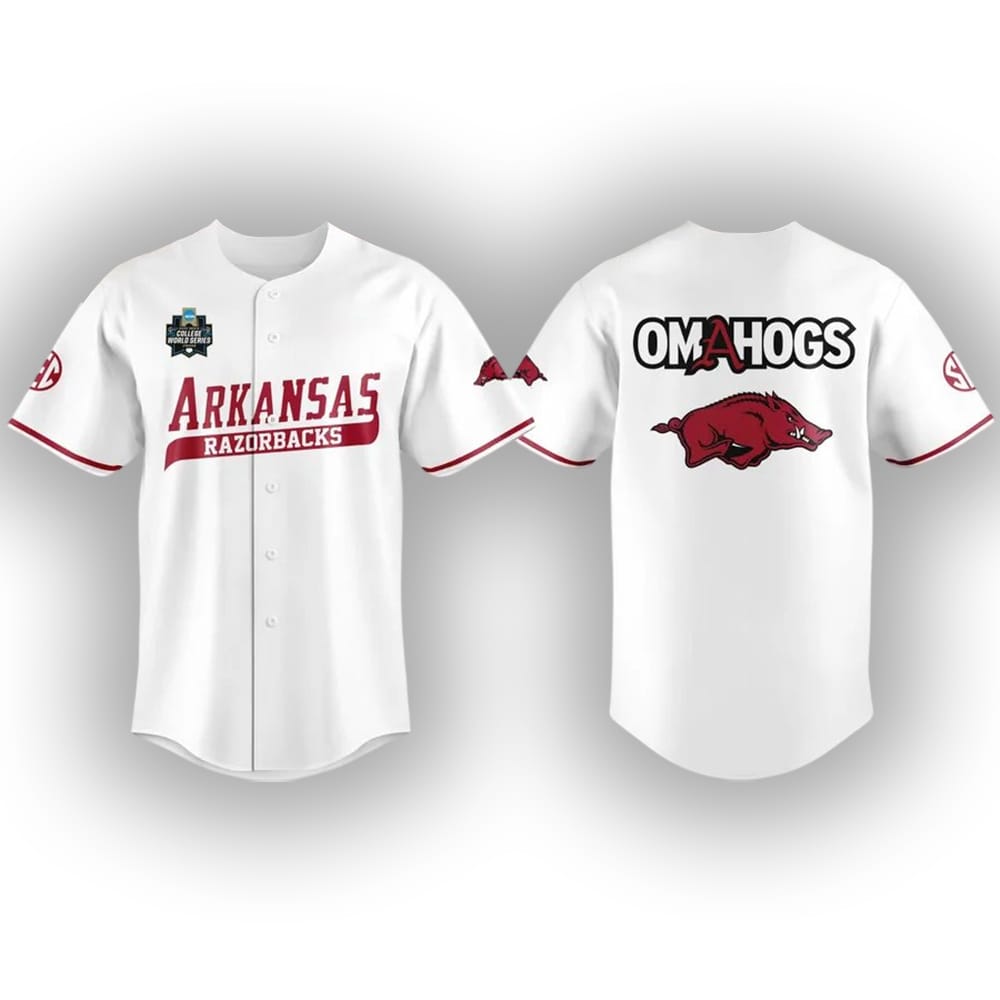 Arkansas Razorbacks College World Series Omahogs Baseball Jersey 2025 Arkansas Razorbacks College World Series Omahogs Baseball Jersey 2025