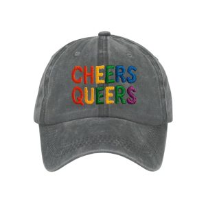 Retro LGBTQ Pride Cheers Queers Print Baseball Cap1