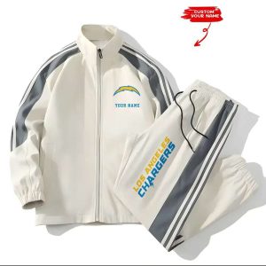 Chargers Football Unisex Style Versatile Sports Set Jacket And Pants