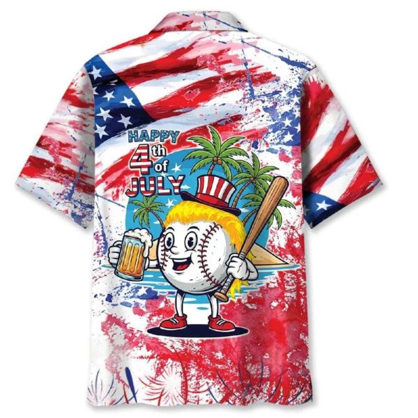 Beer Baseball Happy 4th July Hawaiian Shirt
