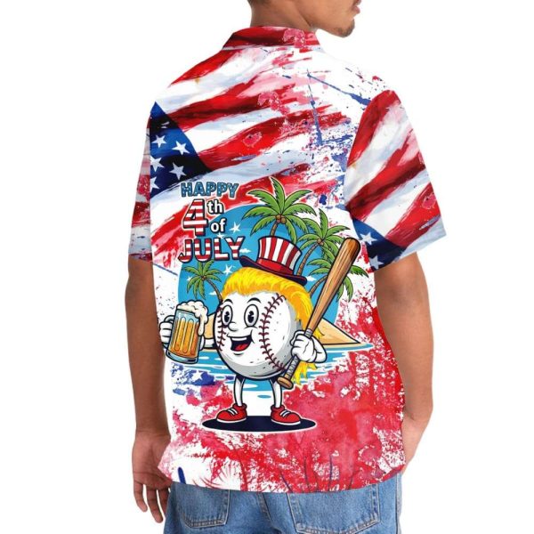 Beer Baseball Happy 4th July Hawaiian Shirt