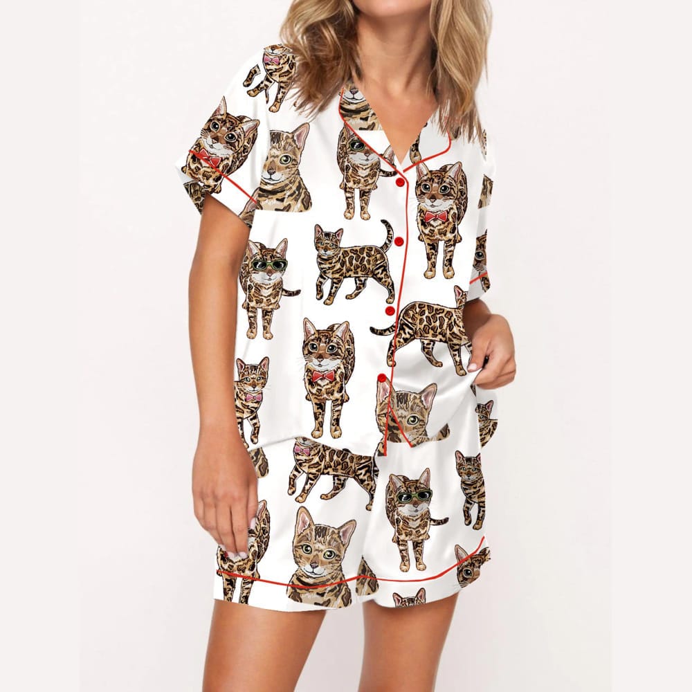 Bengal Cat Silky Satin Pajama Set Bengal Cat Silky Satin Pajama Set