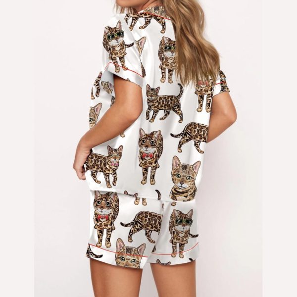 Bengal Cat Silky Satin Pajama Set
