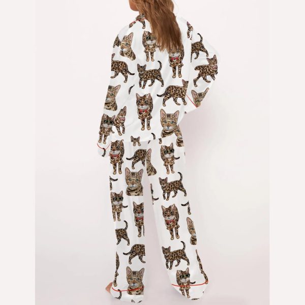 Bengal Cat Silky Satin Pajama Set
