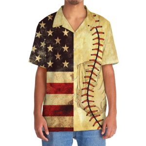 Vintage American Flag Baseball Hawaiian Shirt2