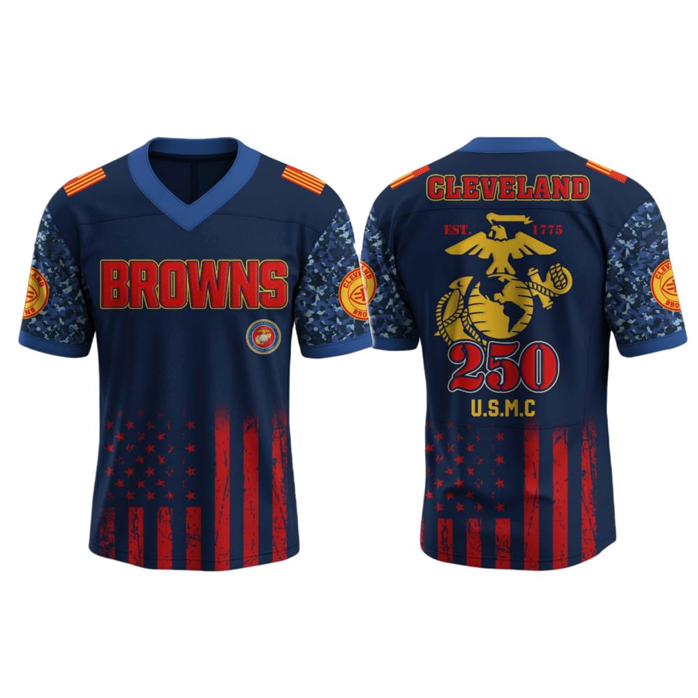 Browns US USMC 250th Birthday Football Jersey 2025 Browns US USMC 250th Birthday Football Jersey 2025