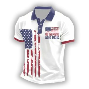 Men’s We The People Need Jesus Printed Casual Top