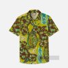 Casual Green Hawaiian Florals And Tribal Art Printing Breast Pocket Short Sleeve Shirt