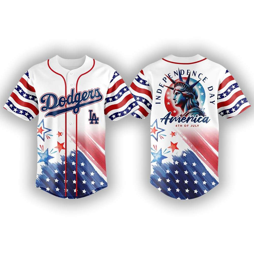 Celebrate The 4th Of July Dodgers 3D Baseball Jersey Celebrate The 4th Of July Dodgers 3D Baseball Jersey