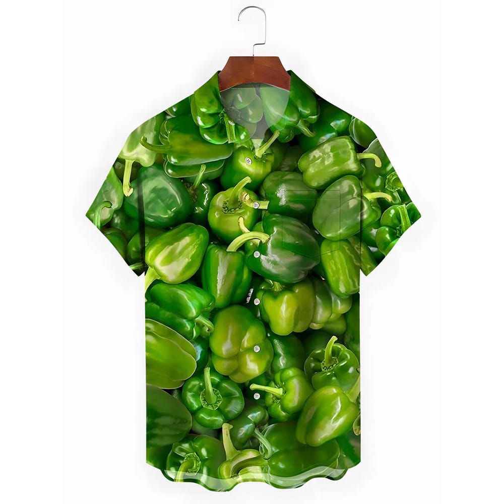 Chili Print Mens Pocket Short Sleeve Shirts Chili Print Men's Pocket Short Sleeve Shirts