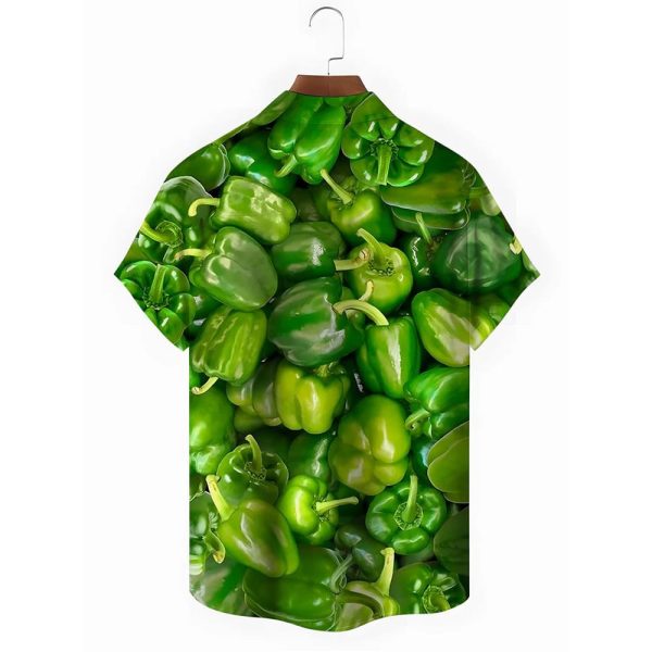 Chili Print Men’s Pocket Short Sleeve Shirts