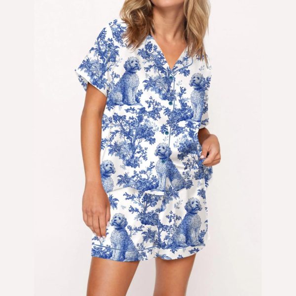 Chinoiserie Goldendoodle Silky Satin Pajama Set