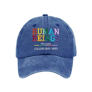 Retro Human Beings 100 Organic Colors May Vary Human Rights Equality Pride Print Baseball Cap2