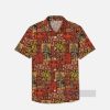 Classic Hawaiian Tribal Pattern Turtles And Leaves Patchwork Printing Breast Pocket Short Sleeve Shirt