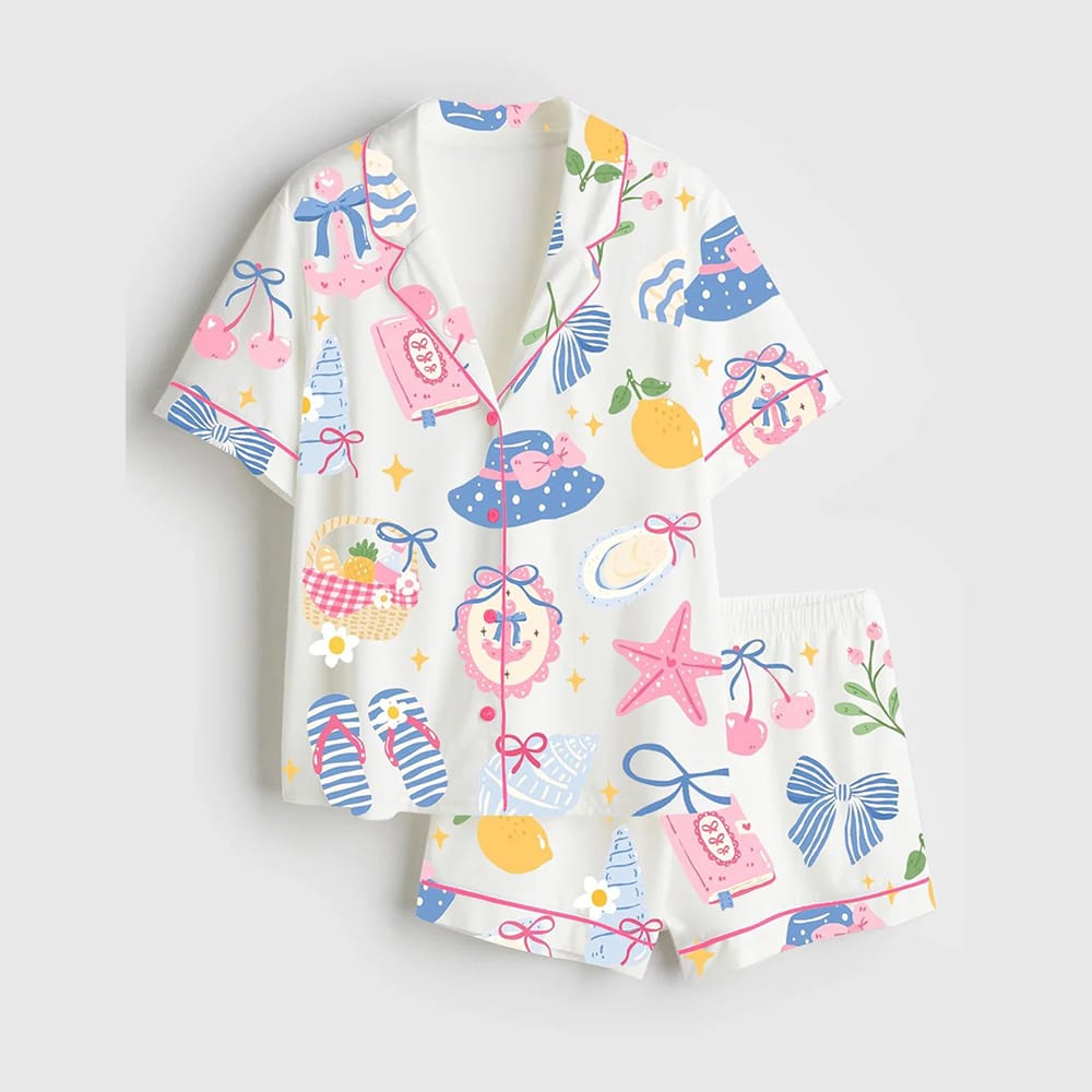 Coastal Preppy Girl Summer Beach Coquette Girly Summer Beach Ocean Pajama Set Coastal Preppy Girl Summer Beach Coquette Girly Summer Beach Ocean Pajama Set