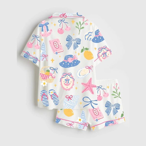 Coastal Preppy Girl Summer Beach Coquette Girly Summer Beach Ocean Pajama Set