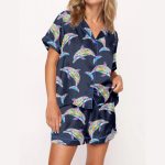 Colorful Dolphins Silky Satin Pajama Set