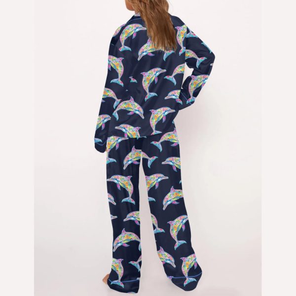 Colorful Dolphins Silky Satin Pajama Set