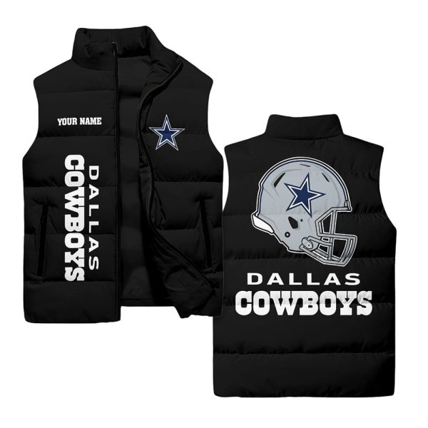Cowboys Style Sleeveless Puffer Jacket Gift For Fans