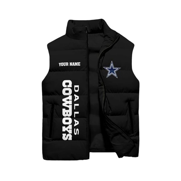 Cowboys Style Sleeveless Puffer Jacket Gift For Fans
