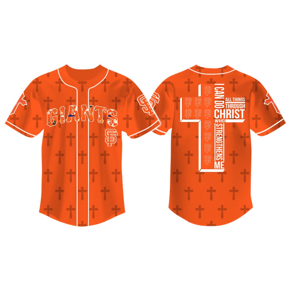 Cross Giants I Can Do All Things Through Christ Baseball Jersey Cross Giants I Can Do All Things Through Christ Baseball Jersey