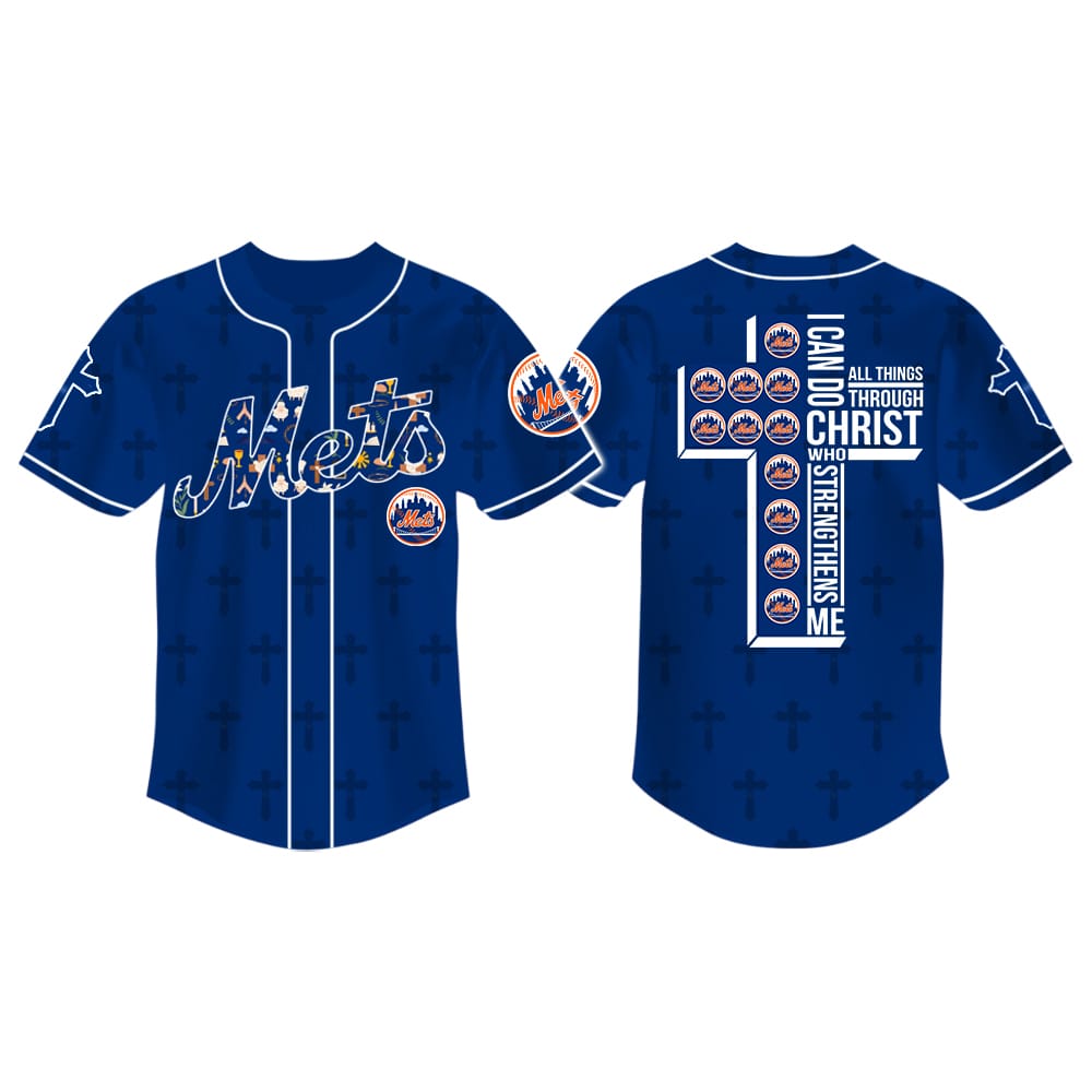 Cross Mets I Can Do All Things Through Christ Baseball Jersey Cross Mets I Can Do All Things Through Christ Baseball Jersey