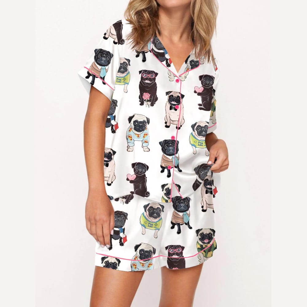 Cute Pug Silky Satin Pajama Set Cute Pug Silky Satin Pajama Set