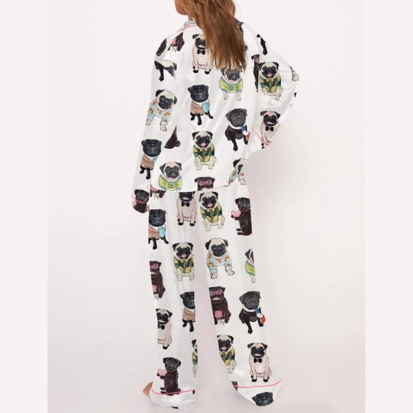 Cute Pug Silky Satin Pajama Set