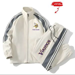 Vikings Football Unisex Style Versatile Sports Set Jacket And Pants