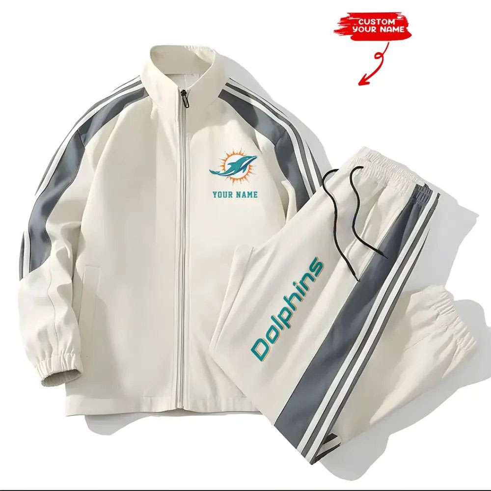Dolphins Football Unisex Style Versatile Sports Set Jacket And Pants Dolphins Football Unisex Style Versatile Sports Set Jacket And Pants