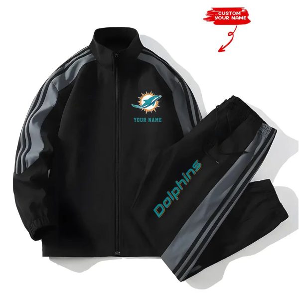 Dolphins Football Unisex Style Versatile Sports Set Jacket And Pants