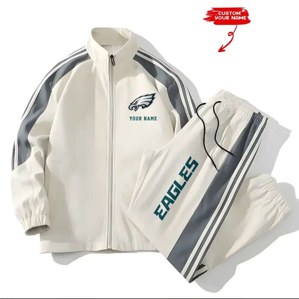 Eagles Football Unisex Style Versatile Sports Set Jacket And Pants Eagles Football Unisex Style Versatile Sports Set Jacket And Pants