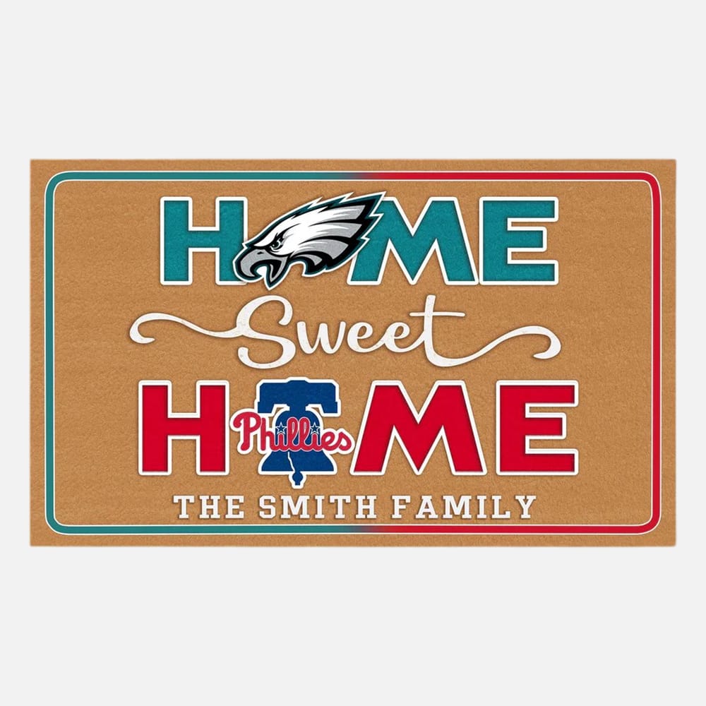 Eagles Phillies Home Sweet Home Customized Doormat Eagles Phillies Home Sweet Home Customized Doormat