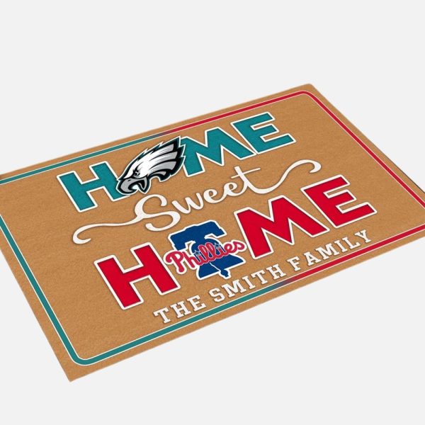Eagles Phillies Home Sweet Home Customized Doormat